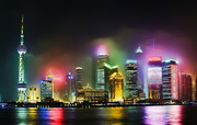 上海浦东建筑夜景灯光图片