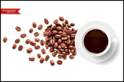 咖啡杯和咖啡豆矢量