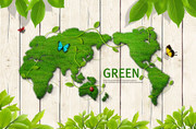 木板上的绿色世界地图图片
