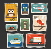 创意邮票旅游标签