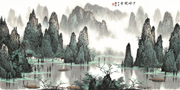 千峰竞秀桂林山水国画图片