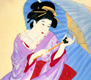 撑伞的日本侍女