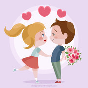 卡通情侣求婚插画图片