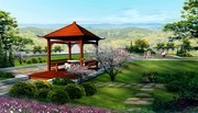 中式园林凉亭景观效果图