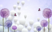 3D紫色蒲公英背景墙图片