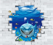 3D鲨鱼壁画装饰图片素材