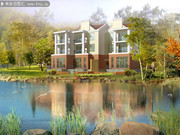 水边别墅建筑景观设计图片素材