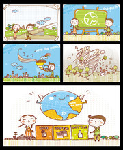 卡通儿童生活插画矢量图片下载