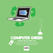 绿色环保笔记本插画设计素材