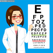 卡通女医生和视力表插画图片下载