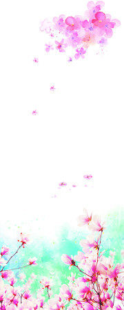 粉色玉兰花X展架背景设计素材