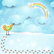 卡通彩虹天空背景图片素材
