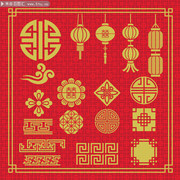 中国风古典花纹元素矢量素材