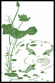 锦鲤荷花中式装饰图片素材