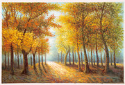 秋天风景油画装饰画图片素材