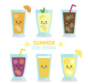 夏季饮品卡通插画图片