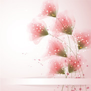 手绘粉色花朵矢量插画图片