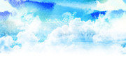水彩蓝天白云设计图片素材