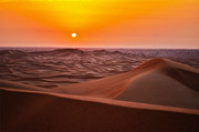 夕阳下的沙漠图片摄影