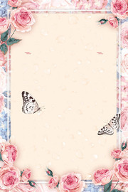 手绘粉色花朵花纹边框设计素材