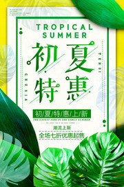 清新初夏促销活动海报图片