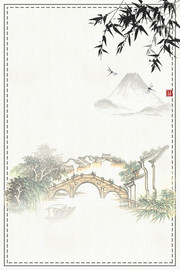 中国风山水画背景图片下载