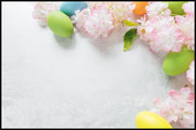 粉色花朵和复活节彩蛋图片高清