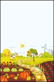 可爱画风手绘生态农场广告背景