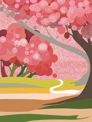 粉色樱花园背景素材