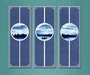中式山水风景三联装饰画