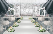 白粉色纱幔顶大理石风格婚礼设计效果图