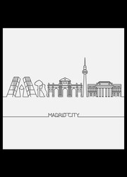 西班牙马德里线描城市建筑插画