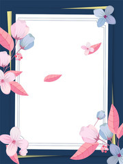 蓝粉色花朵广告背景