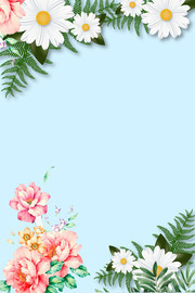 小清新唯美花卉蓝色背景图片
