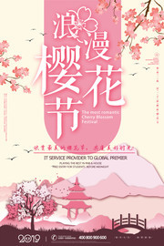 粉色浪漫樱花节朋友圈配图海报