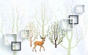 麋鹿树木简欧装饰画