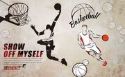 篮球运动手绘墙素材