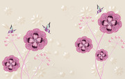 手绘紫色花朵时尚壁画下载