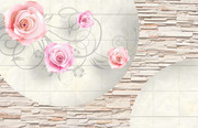 粉色玫瑰花3D壁画装饰图片素材