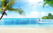海岛椰树沙滩风景装饰