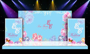 水彩玫瑰蓝色风格婚礼舞台图片