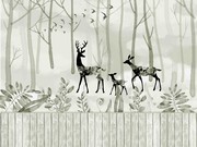 森林三只麋鹿北欧背景墙