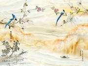 大理石纹花鸟背景墙图片