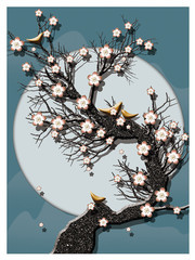 中式梅花装饰画图片