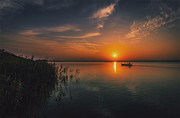 唯美湖泊夕阳风景图片