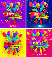 彩色气球生日卡片矢量素材