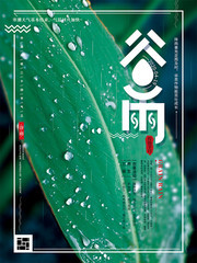 绿色谷雨节气宣传海报