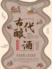 中华传统酿酒文化海报