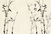 水墨竹子中国风元素背景图片