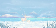 雪地风景插画设计素材
